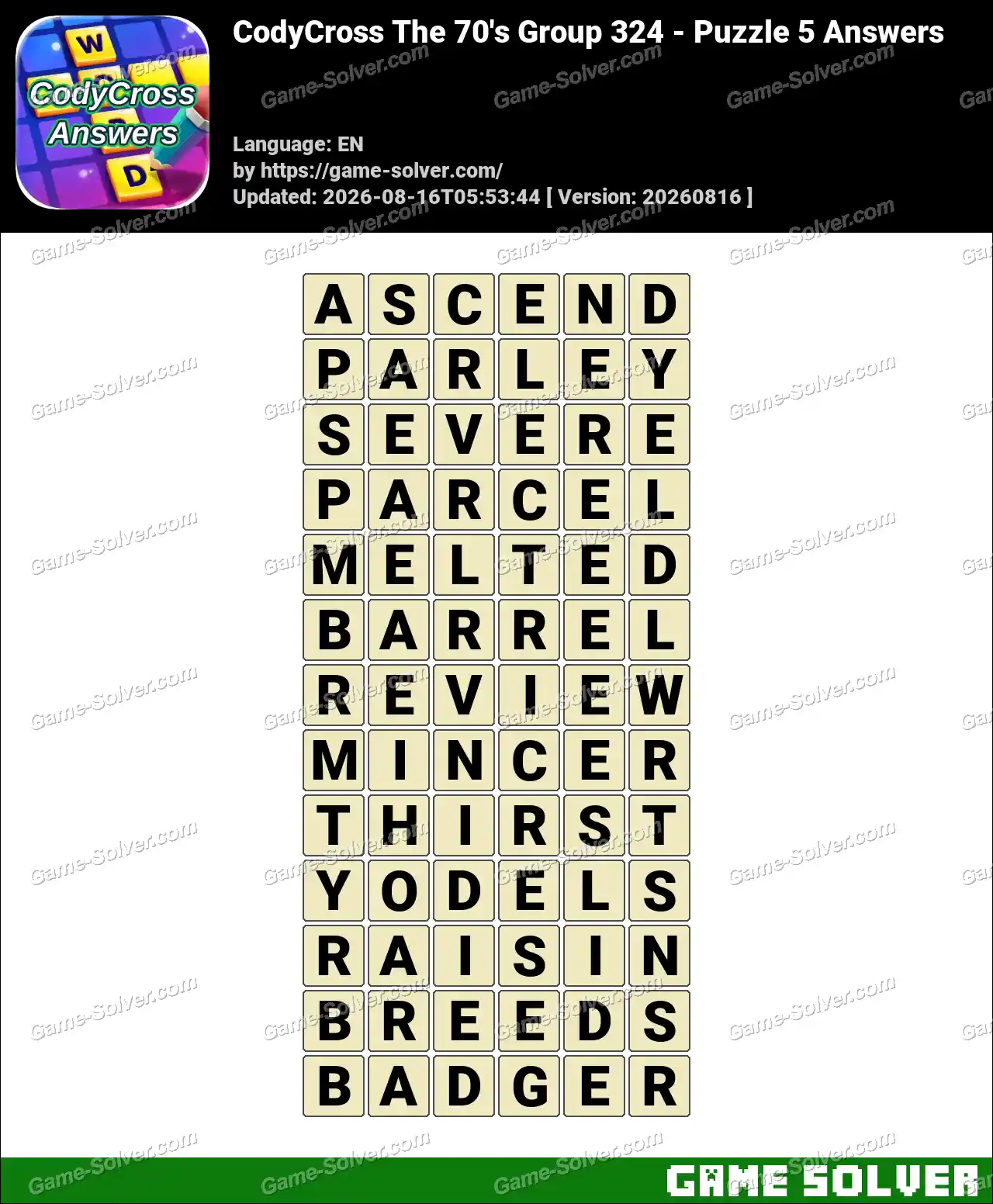 CodyCross The 70’s Group 324 – Puzzle 5 Answers